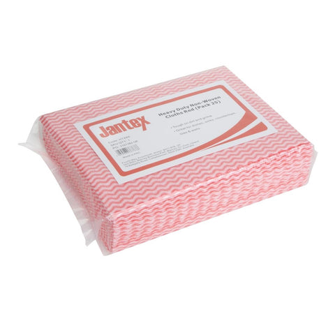 Jantex Heavy Duty Non-Woven Cloths Red (Pack of 25)
