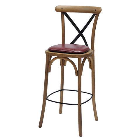 Bristol Bar Chair in Weathered Oak with Bison Bordeaux Seat