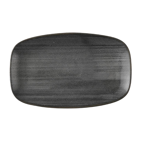 Churchill Stonecast Raw Black Oblong Chefs Plates 180 x 101mm (Pack of 12)