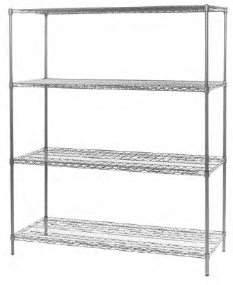 EAIS EZ Store 4 Tier Bright Chrome Wire Shelving - 1800mm High