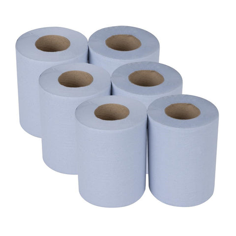 Nisbets Essentials Centrefeed Blue Roll 2-Ply - 80m (Pack 6)