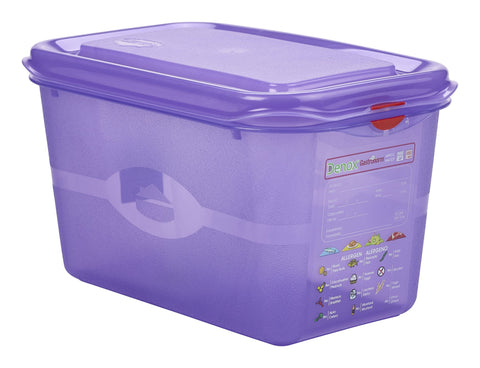 Genware 12420AL Allergen GN Storage Container 1/4 150mm Deep 4.3L - Pack of 6