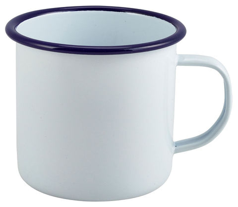 Genware 50009 Enamel Mug White with Blue Rim 56.8cl/20oz