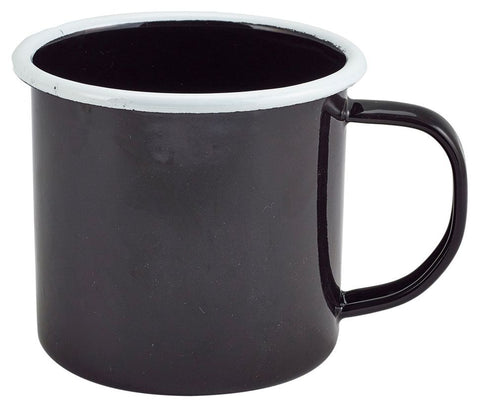 Genware 50018BK Enamel Mug Black with White Rim 36cl/12.5oz