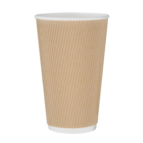 Fiesta Recyclable Coffee Cups Ripple Wall Kraft 455ml / 16oz (Pack of 500)