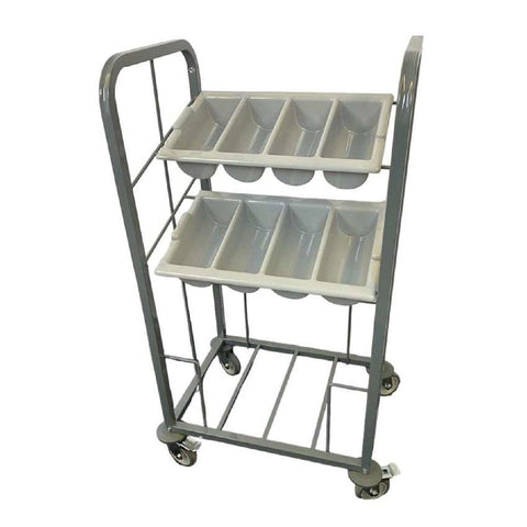 Craven Steel Two Tier Cutlery and Tray Dispense Trolley