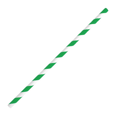 Fiesta Compostable Bendy Paper Straws Green Stripes (Pack of 250)