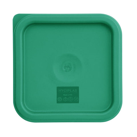 Hygiplas Polycarbonate Square Food Storage Container Lid Green Small