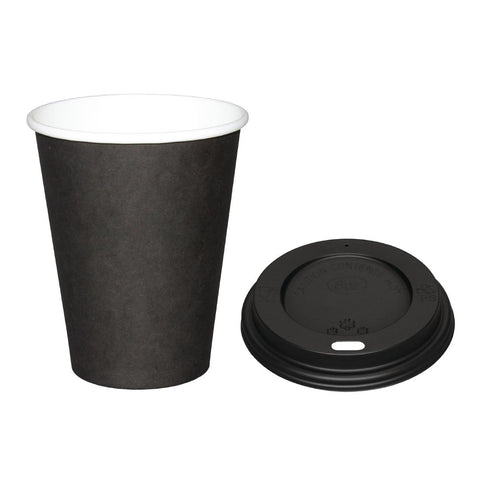 Special Offer Fiesta Recyclable Black 225ml Hot Cups and Black Lids (Pack of 1000)
