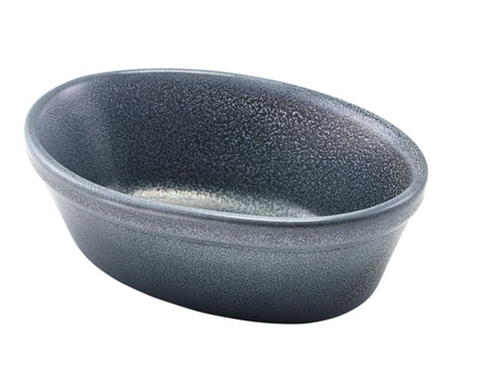 Genware CT-PD16G Forge Graphite Stoneware Oval Pie Dish 16cm - Pack of 6