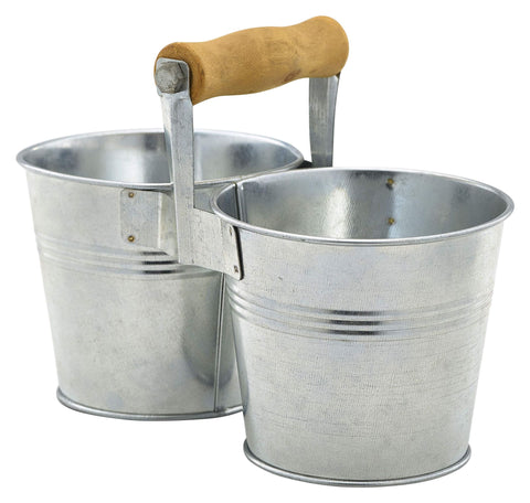 Genware GSB10COM Galvanised Steel Combi Serving Buckets 10cm Dia - Pack of 12