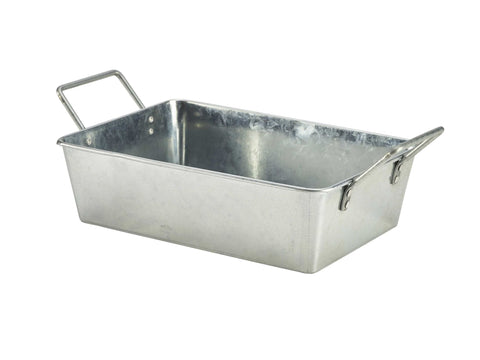 Genware GSBR2315 Galvanised Steel Rectangular Serving Bucket 24 x 16.7 x 7cm - Pack of 6