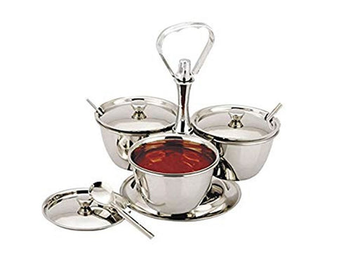 Genware 8053-3 S/St.Revolving Relish Server 3-Way (62399)