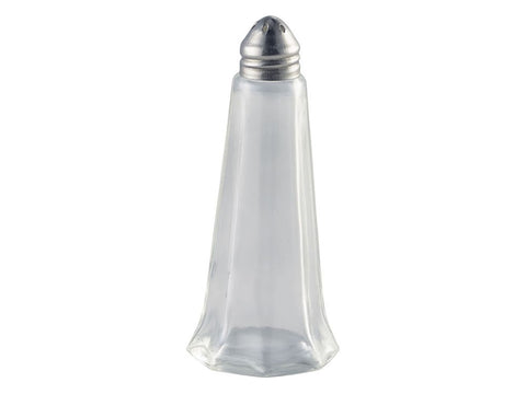 Genware KC002 Glass Lighthouse Pepper Shaker Silver Top