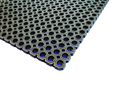 Genware MAT23 Black Rubber Kitchen Mat 100 x 150 x 2.3cm