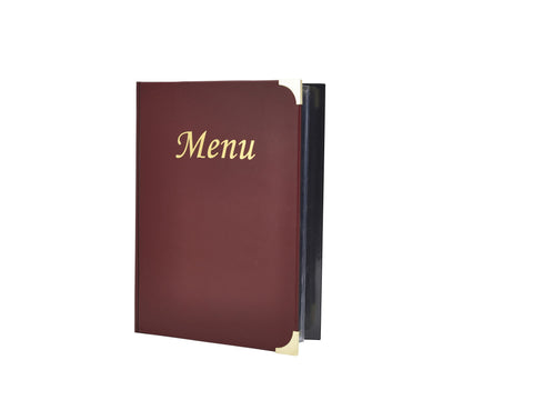 Genware MC-BRA5-WR A5 Menu Holder Wine Red 8 Pages