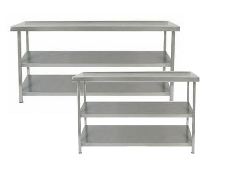 Parry 600mm Deep Stainless Steel Table 2 Undershelves Range
