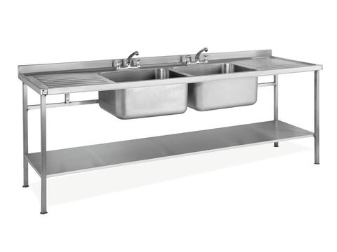 Parry SINK2470DBDD 700mm Deep Stainless Steel Double Sink Unit With Double Drainer