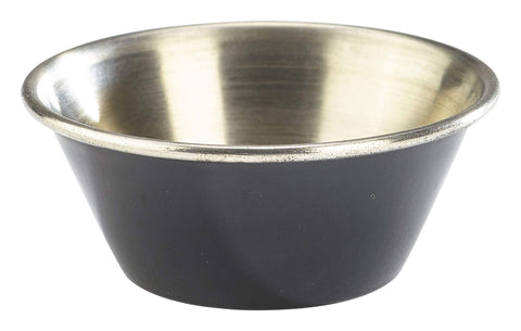 Genware RAMST115BK 1.5oz Stainless Steel Ramekin Black - Pack of 24