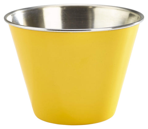 Genware RAMST12Y 12oz Stainless Steel Ramekin Yellow - Pack of 24