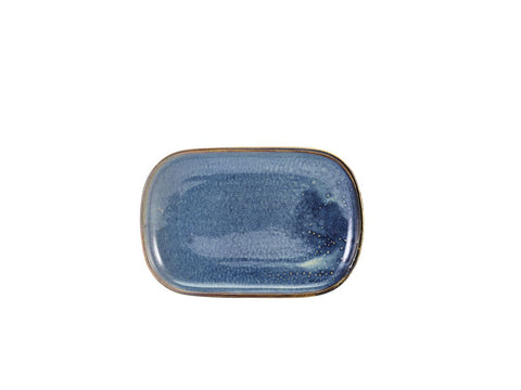 Genware RP-PBL24 Terra Porcelain Aqua Blue Rectangular Plate 24 x 16.5cm - Pack of 12