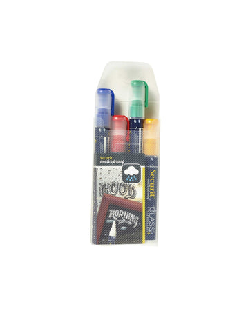 Genware SMA610-V4 Waterproof Chalk Markers 4 Colour Pack (R, G, Y, Bl) Medium