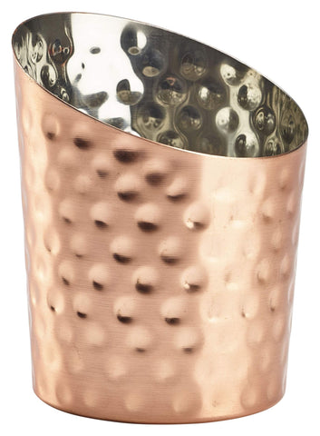 Genware SVHA10C Copper Plated Hammered Angled Cone 11.6 x 9.5cm Dia - Pack of 12