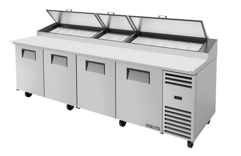 True TPP-AT-119-HC 1124 Ltr Four Door Pizza Prep Counter - 15 x 1/3GN