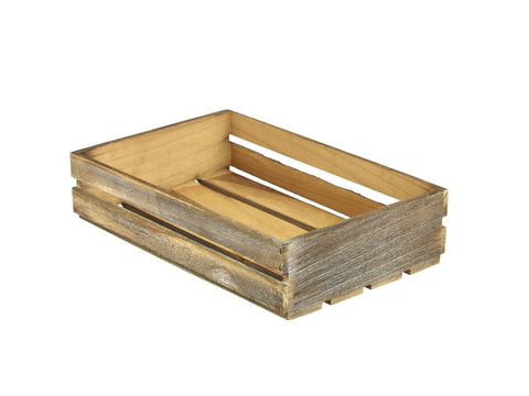 Genware TR225 Wooden Crate Dark Rustic Finish 35 x 23 x 8cm