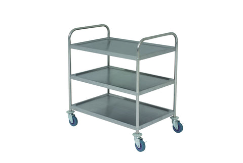 Genware TROLWELD3S Fully Welded S/St. Trolley - 3 Shelves