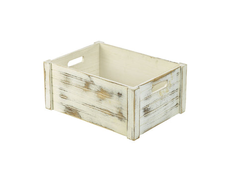 Genware WDC-4130W Wooden Crate White Wash Finish 41 x 30 x 18cm