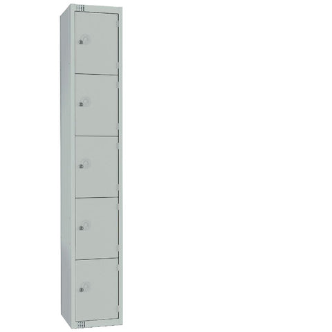 Elite Five Door Camlock Locker with Sloping Top Grey