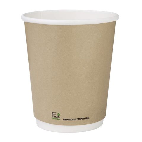 Fiesta Compostable Coffee Cups Double Wall 227ml / 8oz (Pack of 500)
