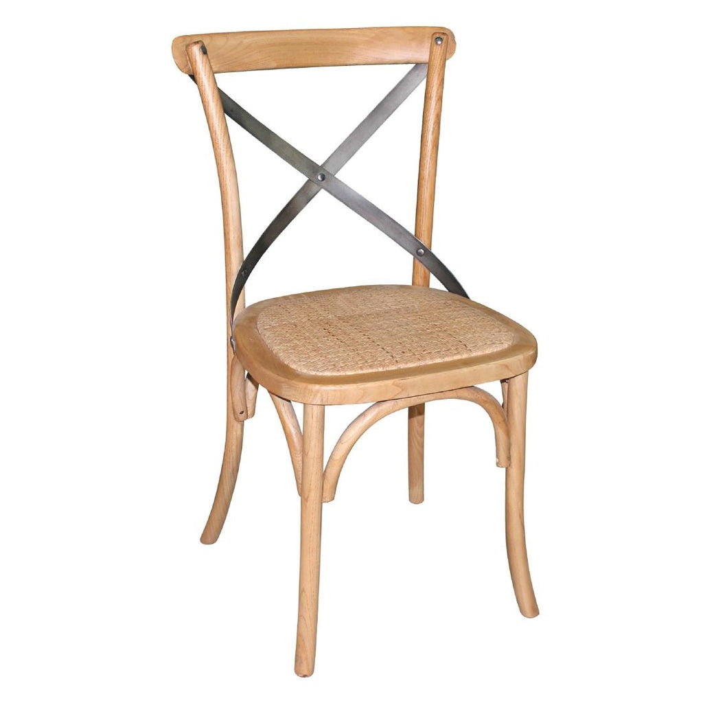 Bolero Natural Bentwood Chairs with Metal Cross Backrest (Pack of