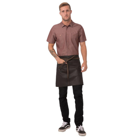Chef Works Urban Wet Look Boulder Half Bistro Apron Black and Brown