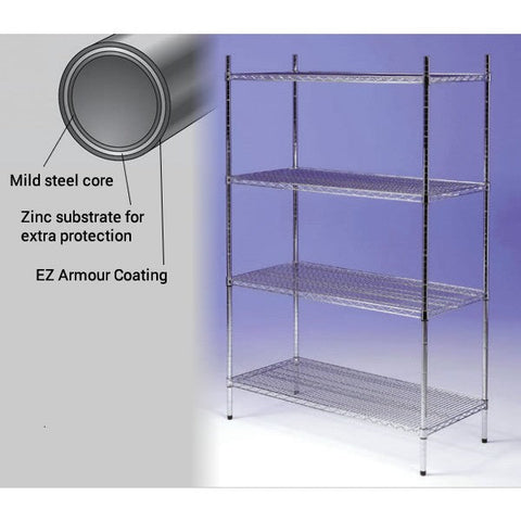 EAIS EZ Store 4 Tier Armour Coated Wire Shelving - 1800mm High