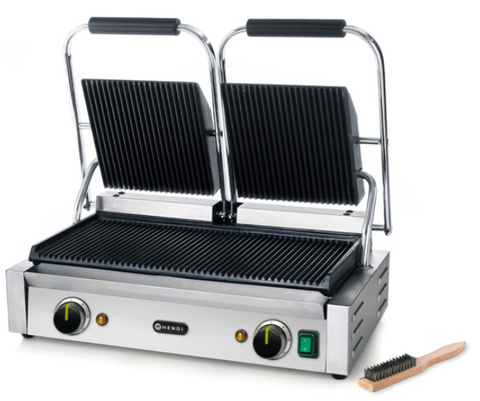 Hendi Double Ribbed Contact Grill