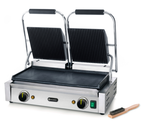 Hendi Double Ribbed Top Contact Grill