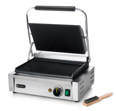 Hendi Large Contact Grill - Ribbed Top and Bottom