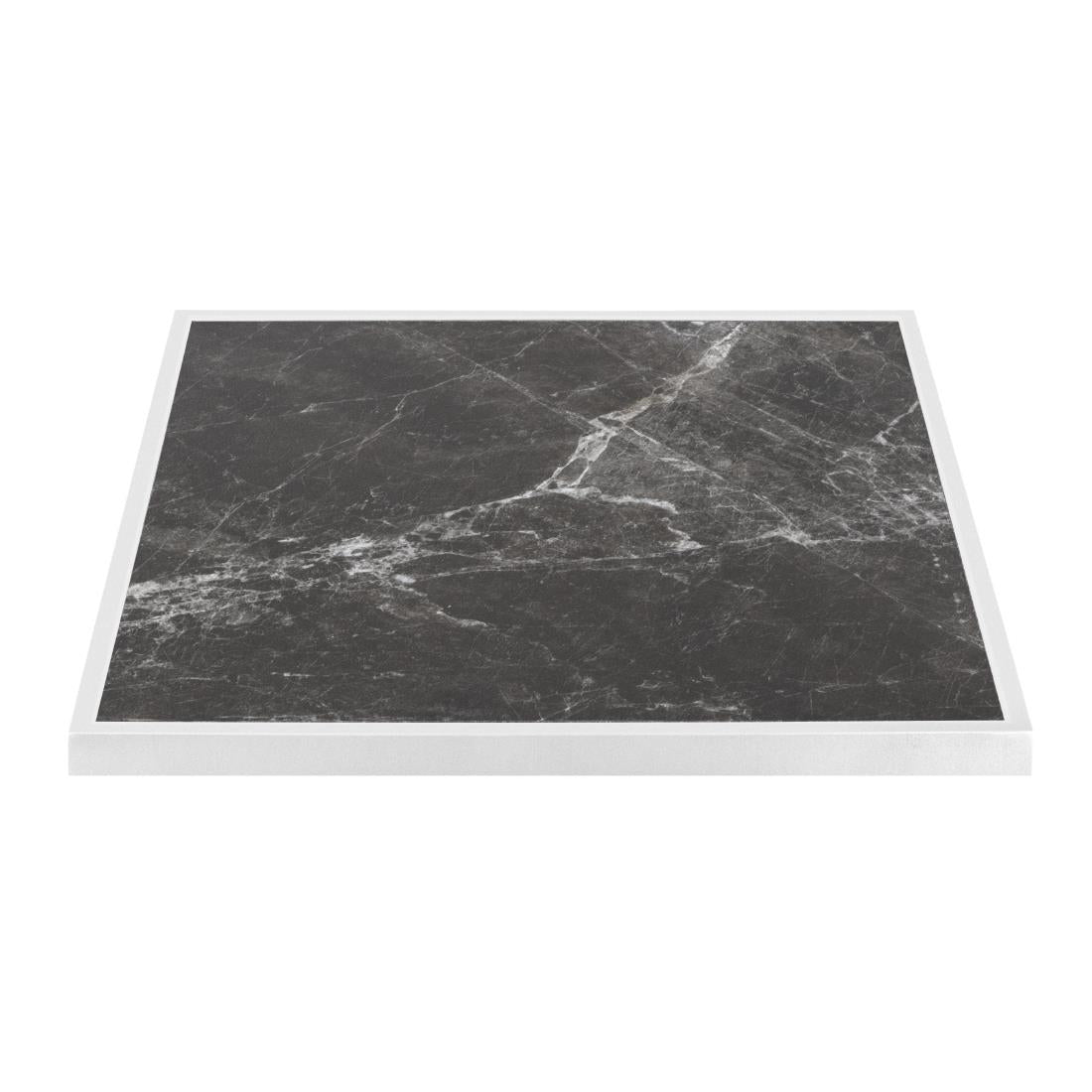 Bolero Dark Granite Effect Outdoor Tempered Glass Table Top White Trim 700mm - Advantage Catering Equipment