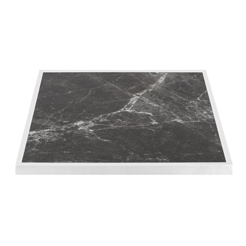 Bolero Dark Granite Effect Outdoor Tempered Glass Table Top White Trim 700mm - Advantage Catering Equipment