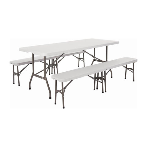 Special Offer Bolero PE Centre Folding Table 6ft with Two Folding Benches - Advantage Catering Equipment