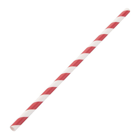 Fiesta Compostable Paper Straws Red Stripes product image