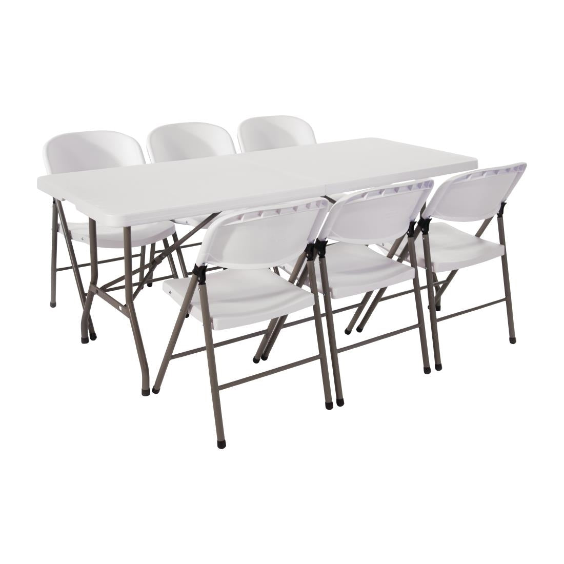 Special Offer Bolero PE Centre Folding Table 6ft with Six Folding Chairs - Advantage Catering Equipment