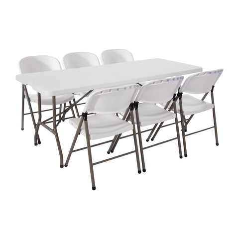 Special Offer Bolero PE Centre Folding Table 6ft with Six Folding Chairs - Advantage Catering Equipment
