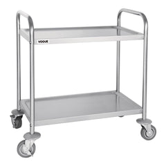 Vogue Stainless Steel 2-Tier Clearing Trolley Small