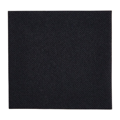 Fiesta Recyclable Premium Tablin Cocktail Napkin Black 24x24cm Airlaid 1/4 Fold (2400 Pack)