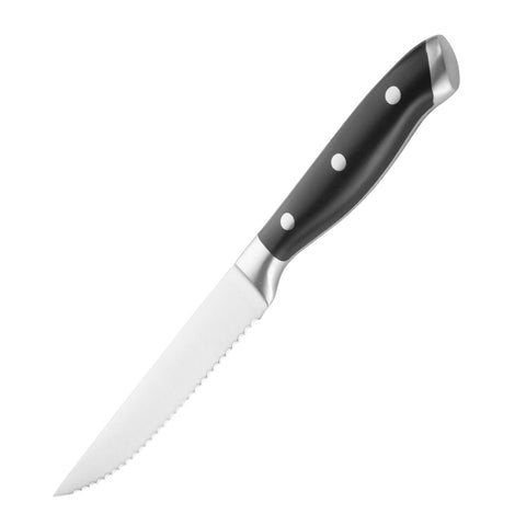 Olympia Premium Riveted Steak Knives with Black ABS Handles (Pack of 6)