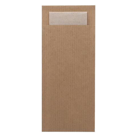 Europochette Classic Size Kraft Brown Cutlery Pouch with Kraft 2ply Napkin (Pack of 500)