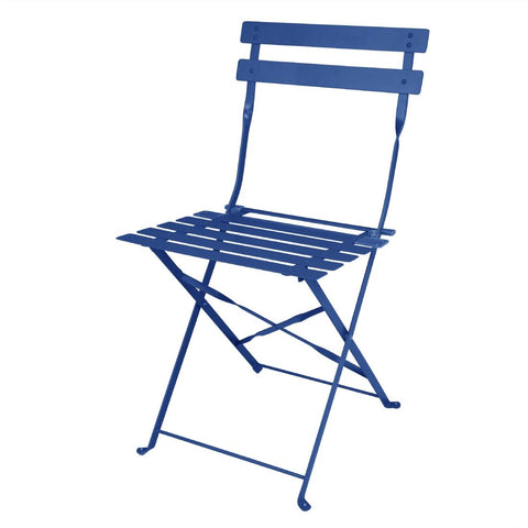 Bolero Perth Dark Navy Pavement Style Steel Folding Chairs (2 Pack) - Advantage Catering Equipment